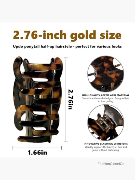 4 Pack Acetate Butterfly Claw Hair Clips, Medium Strong Hold for Thick Hair main image 5